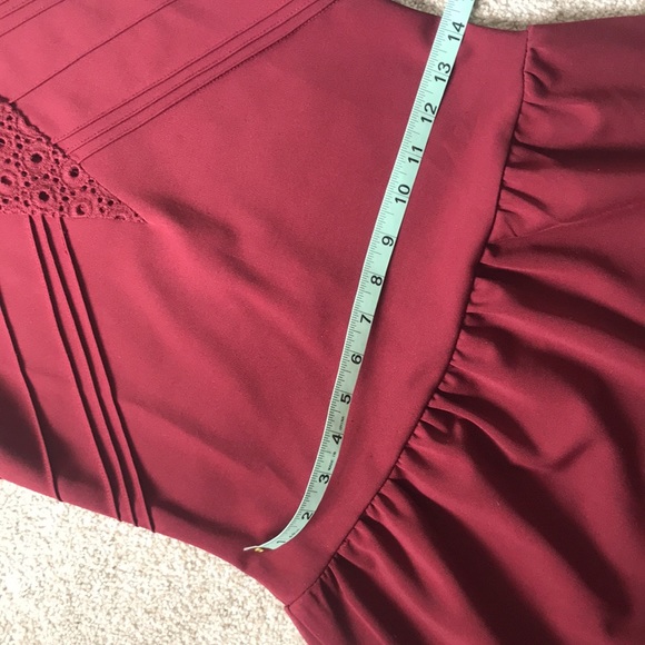 Chic Burgundy Mini Dress with Crochet Detailing - Picture 8 of 12